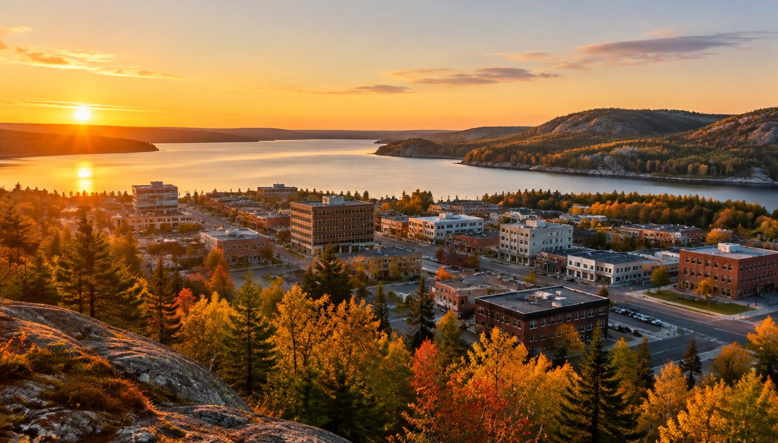 Sudbury skyline at sunrise